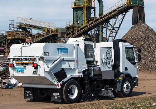 TYMCO DST-6 Sweeper at Construction Site